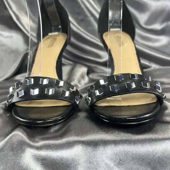 Michael Kors Valencia Studded Stiletto Heels Women's 5.5 Black Silver Worn 2x - Picture 5 of 16